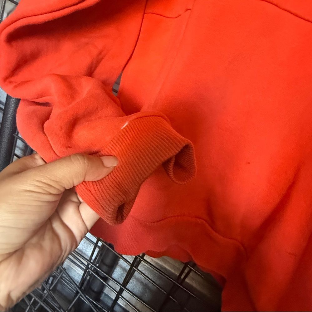 Adidas Hoodie orange White Stripes womens medium m hooded pullover A8 - Picture 2 of 8